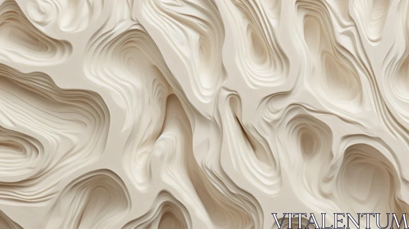 White Marble Surface with Undulating Waves AI Image