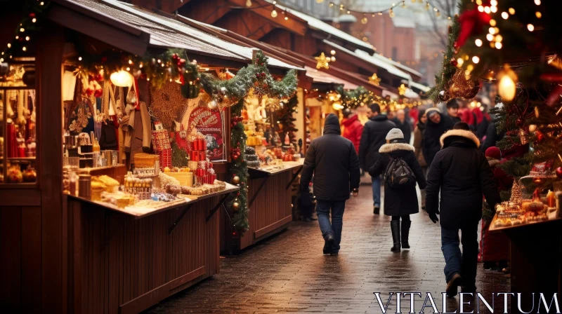 Festive Christmas Market Scene AI Image