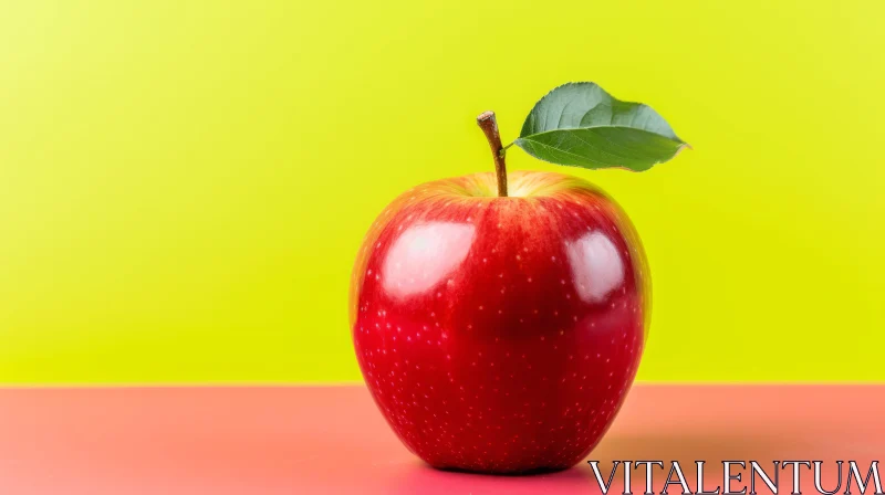 Red Apple and Green Leaf Photography AI Image