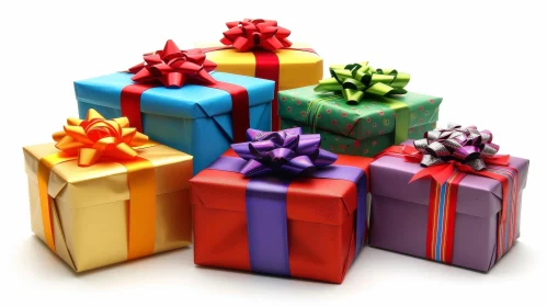Six Colorful Gift Boxes - Festive Present Collection