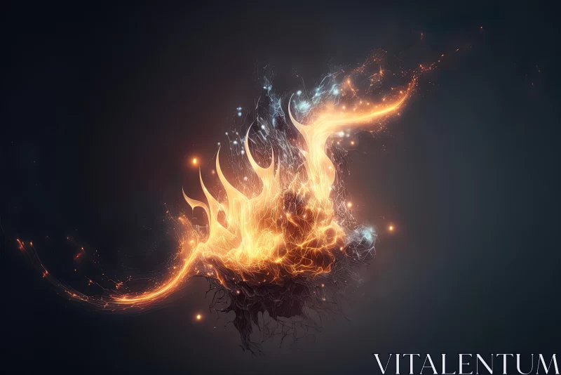Captivating Fireball Artwork - Radiant Heat on Dark Background AI Image