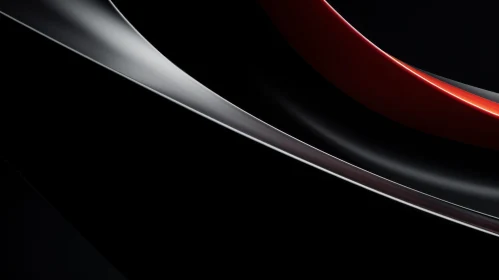 Elegant Black, Silver, and Red Abstract Swoosh Art
