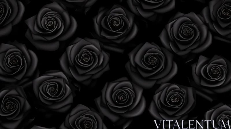 Luxurious Black Roses Seamless Pattern AI Image