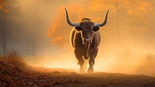 Majestic Bull Portrait in Field