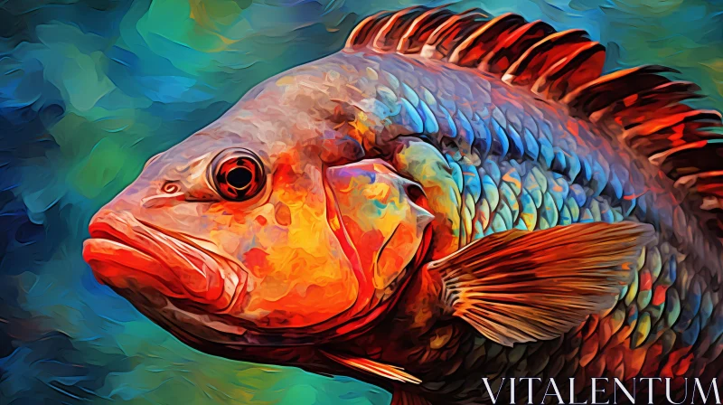 Peacock Bass Fish Painting - Realistic Underwater Artwork AI Image