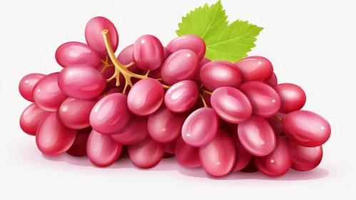 Pink Grapes Cluster with Green Leaves - Nature's Beauty