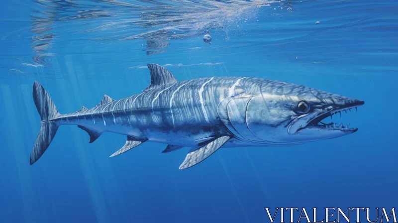 AI ART Xiphactinus audax: Prehistoric Predator Swimming in Deep Blue Ocean