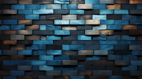 Blue Wooden Wall Staggered Pattern Modern Look