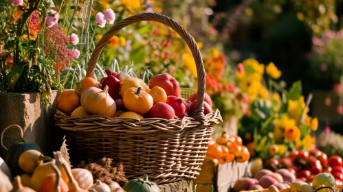 Delicious Fruits and Vegetables in Garden Setting