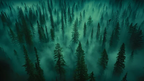 Enigmatic Aerial View of Coniferous Forest