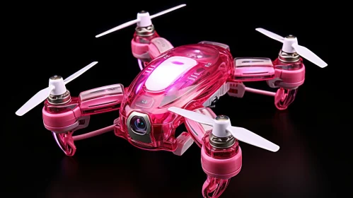 Pink and White Drone with Camera and Propellers