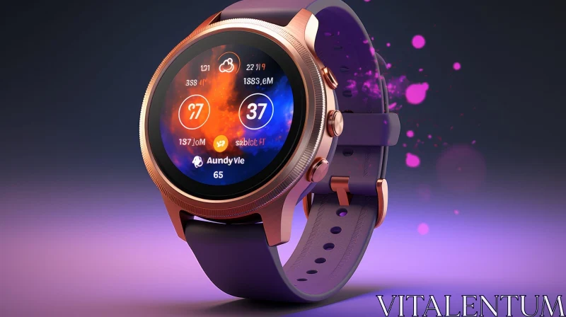 Purple Strap Smartwatch with Digital Display - Modern Design AI Image