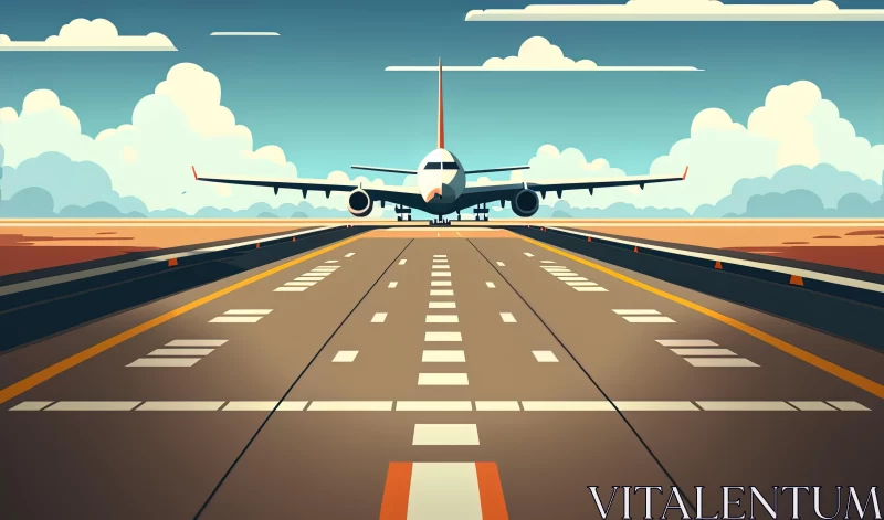 Retro Airplane Landing on Runway | Realistic Hyper-Detailed Art AI Image