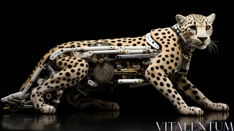 Robotic Cheetah in Surreal Composition AI Image