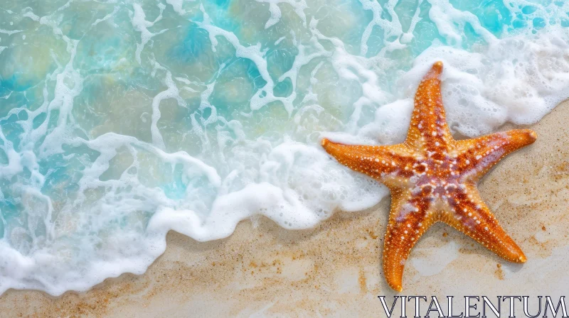 Serene Starfish Beach Scene AI Image
