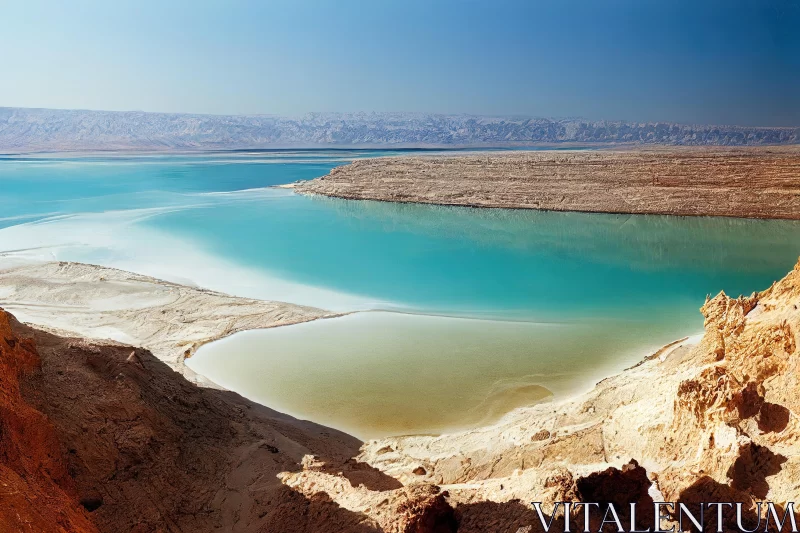 The Dead Sea: A Deserted Beauty with Blue-Green Waters AI Image