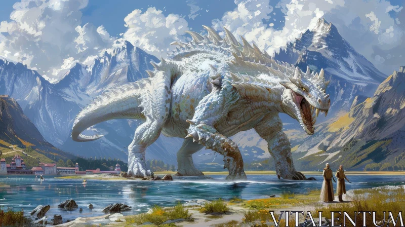 White Dragon Fantasy Art at Lake | Power and Fear AI Image