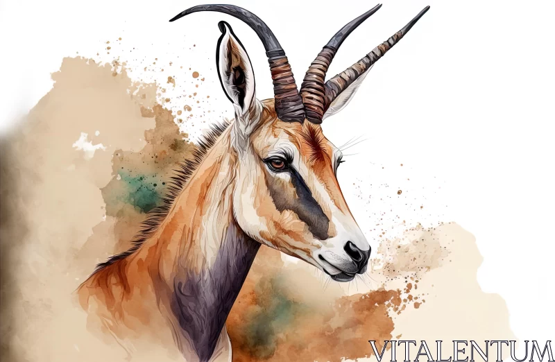 Captivating Watercolor Illustration of an Antelope with a Beard AI Image