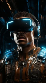 Virtual Reality Portrait of African-American Man in Armor