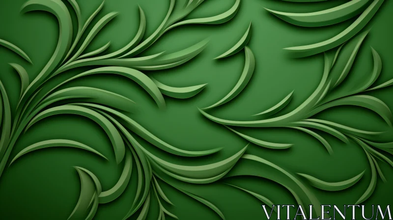 Green Floral 3D Pattern - Ethereal Design Element AI Image