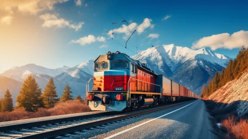 Mountain Train Transport Cargo Scene