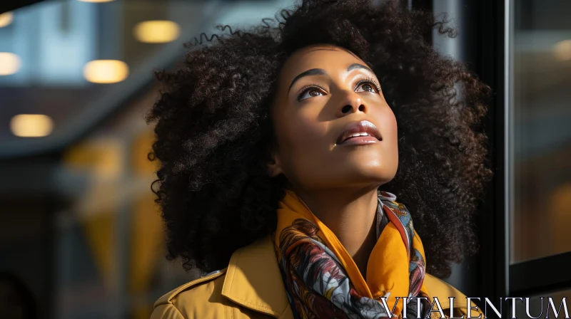 AI ART Portrait of a Young African-American Woman in Yellow Coat