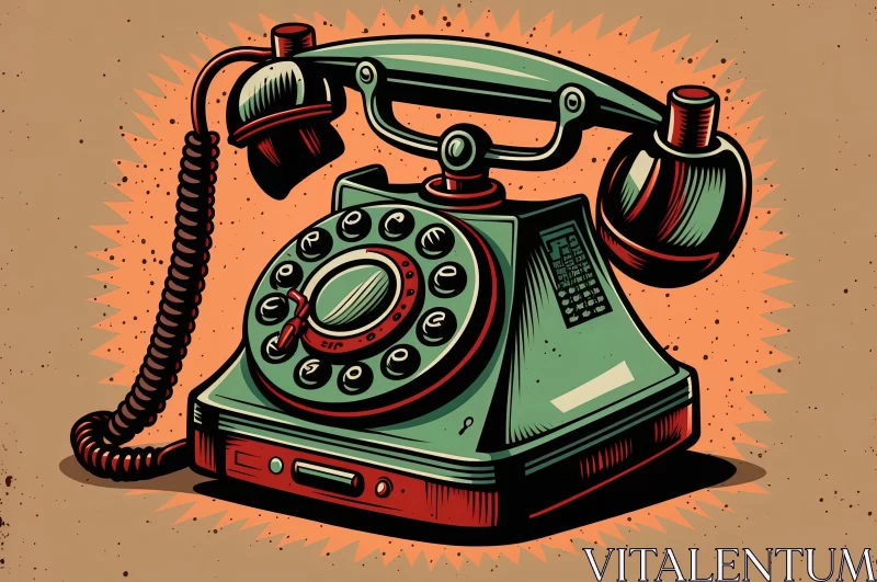 Vintage Rotary Telephone Vector Illustration | Pop Art Style AI Image