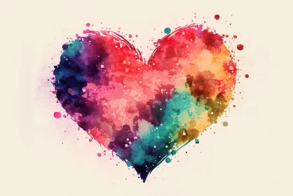 Bold and Colorful Heart Watercolor Painting for Tablet PC