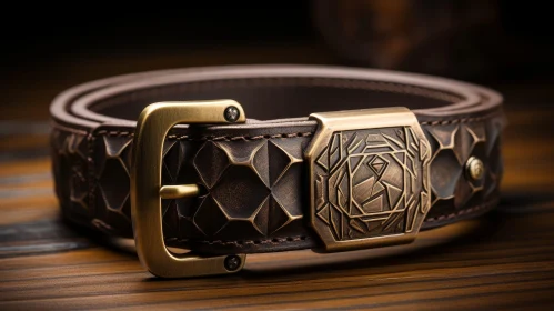 Brown Leather Belt with Unique Geometric Pattern - Fashion Accessories