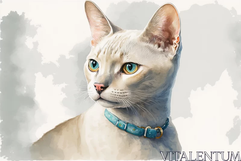 Captivating White Cat with Blue Eyes | Digital Painting AI Image