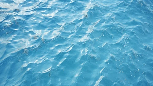 Clear Blue Water Surface with Ripples and Bubbles