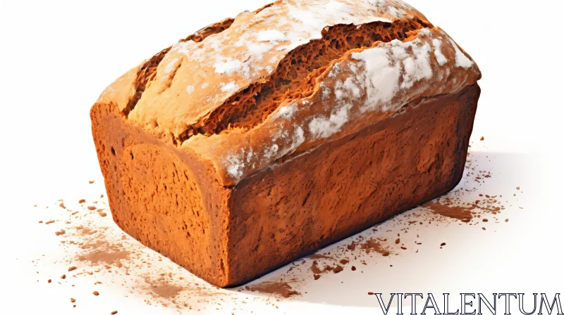 Golden Brown Bread Loaf on White Background AI Image