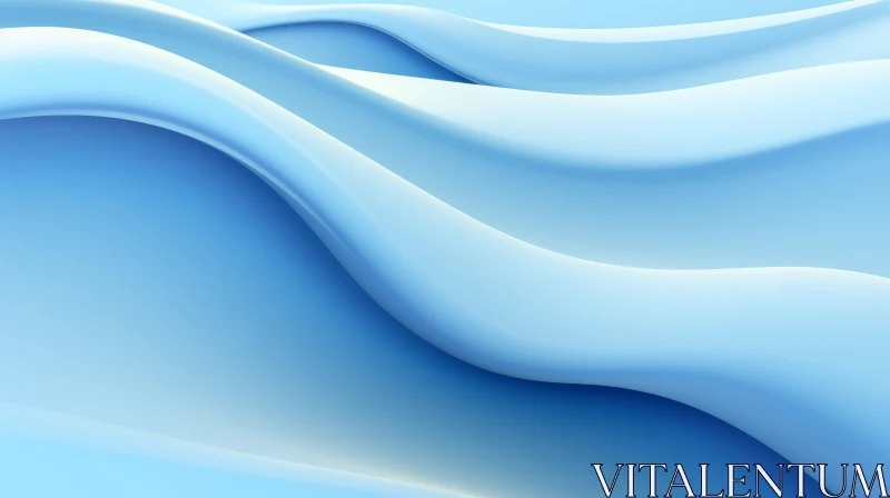 Smooth Blue Waves - 3D Rendering AI Image