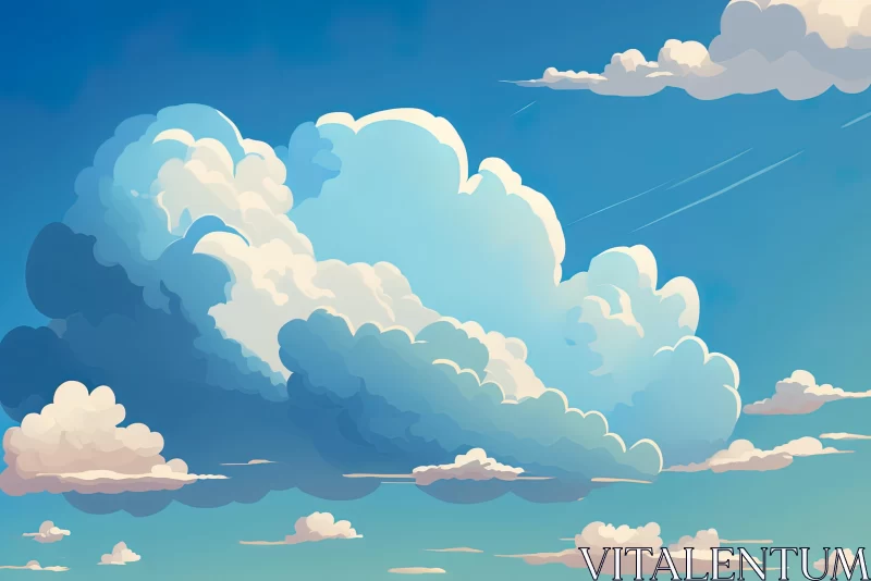 Cartoon Clouds Wallpaper - Realistic Landscapes in a Playful Style AI Image
