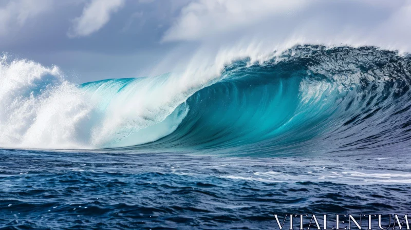 Impressive Blue Wave in the Ocean AI Image