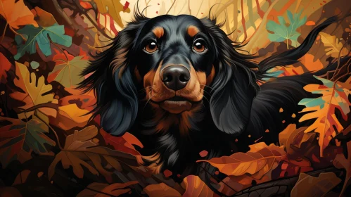 Long-Haired Dachshund in Autumn Field