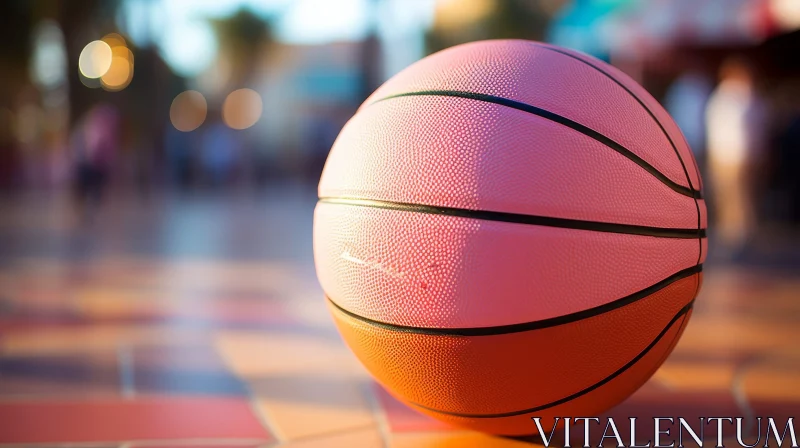 Close-Up Pink and Orange Basketball on Concrete Surface AI Image