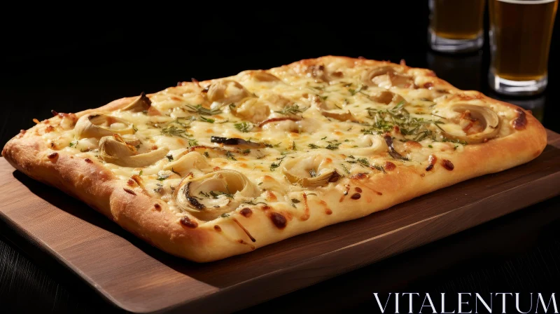 Delicious Pizza with Cheese and Artichokes AI Image