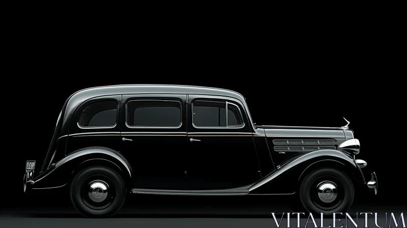 Elegant Old Car on Black Background | German Modernism AI Image