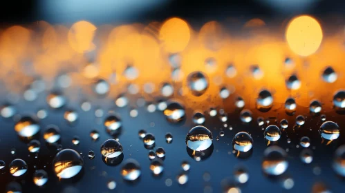 Golden Water Droplets Close-Up