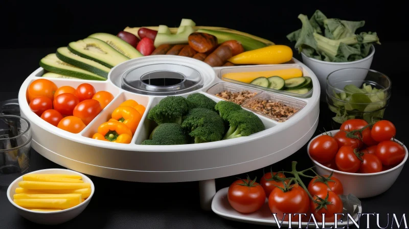 Nutritious Vegetable and Fruit Tray with Nuts and Seeds AI Image
