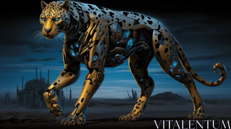 AI ART Robotic Cheetah in Futuristic Landscape