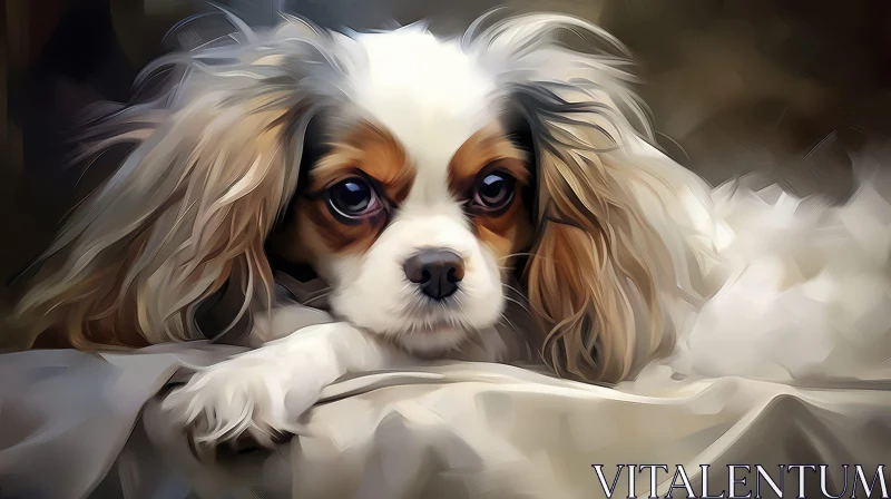 AI ART Adorable Cavalier King Charles Spaniel Dog Portrait