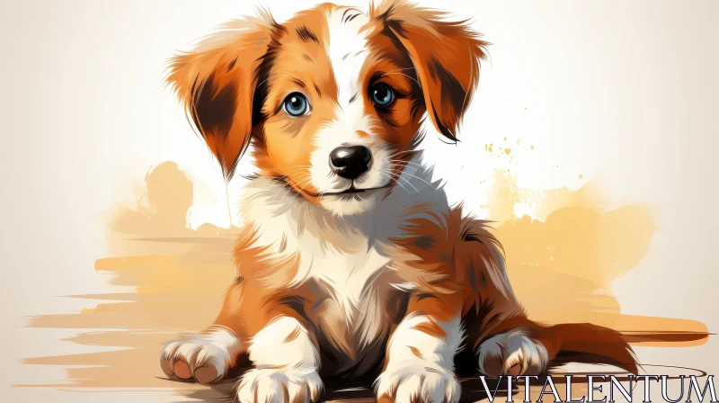 Adorable Puppy Digital Painting - Realistic Style AI Image
