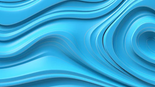 Blue Waves Abstract Background with Golden Outlines