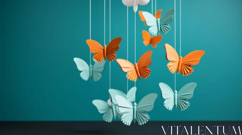Butterfly Mobile 3D Illustration for Child's Room AI Image