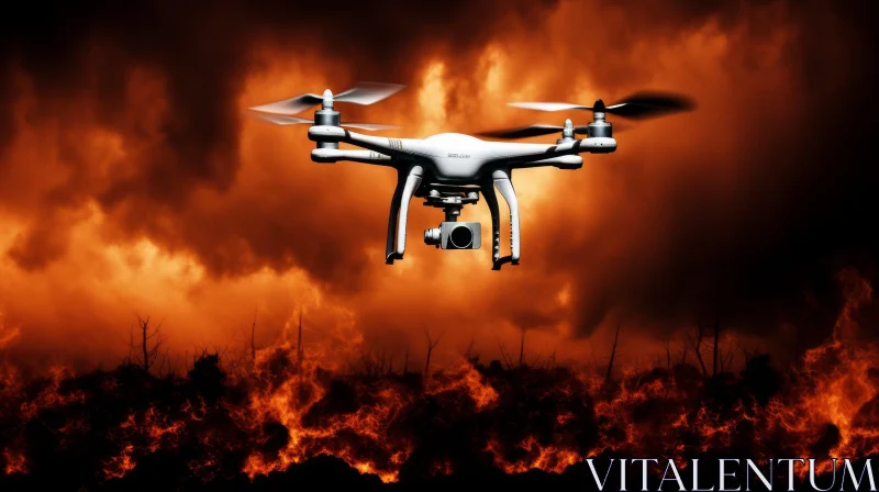 Incredible Drone Flight Over Forest Fire AI Image