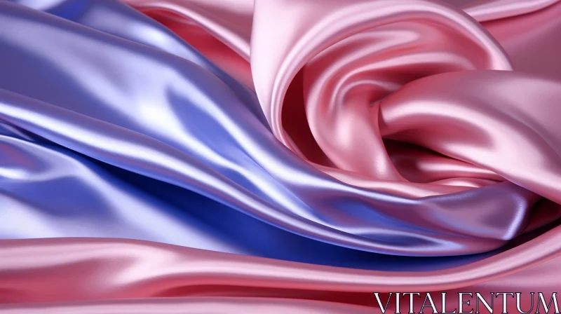 Luxurious Silk Fabric in Pink and Blue AI Image