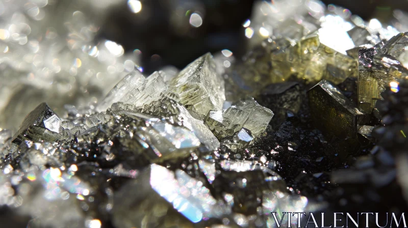 Pyrite Crystal Cluster Close-Up AI Image