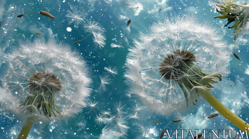 AI ART Dandelions Blowing in Wind - Serene Floral Scene